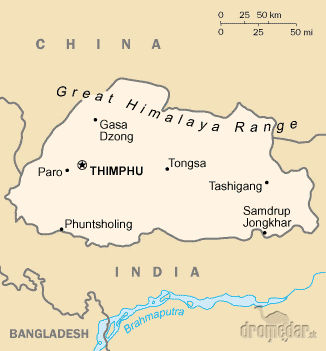 Bhutan - mapa