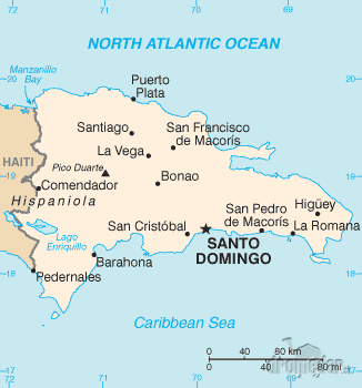 Mapa - Dominikánska republika