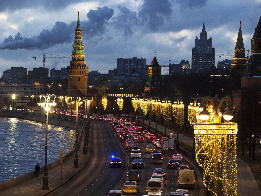 Vianočné svetlá v Moskve