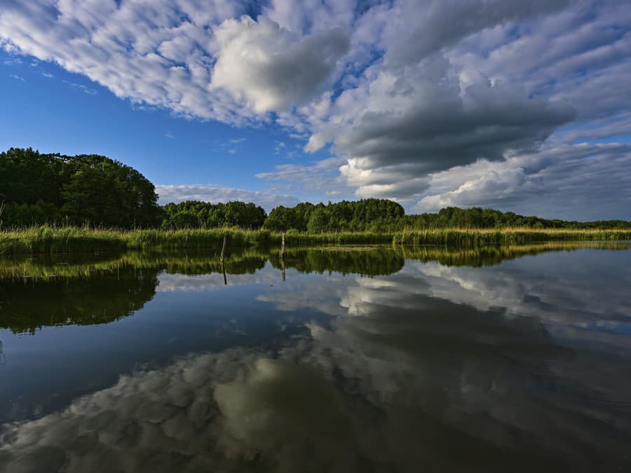 Obloha na vodnej hladine