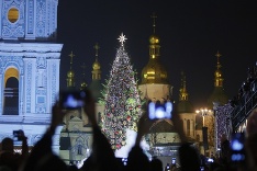 Vianočný stromček v centre Kyjeva