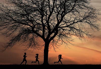 Nočný beh pri západe slnka