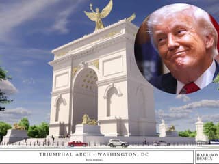 Pozlátené sochy aj nápisy: Trump si nechá postaviť víťazný oblúk