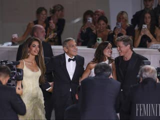 Brad Pitt a Ines de Ramon mali v Benátkach na červenom koberci premiéru: Dali si dvojité rande s Georgom a Amal Clooney