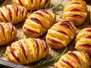 Navonok chrumkavé, vnútri božsky mäkké. Pečené zemiaky plnené syrom a slaninou.