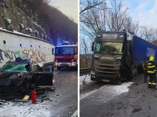 FOTO AKTUÁLNE Ťažká zrážka autá s kamiónom: Zasahuje aj vrtuľník, cesta je uzavretá