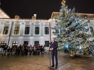 Prezident Pellegrini rozsvietil vianočný stromček pred palácom