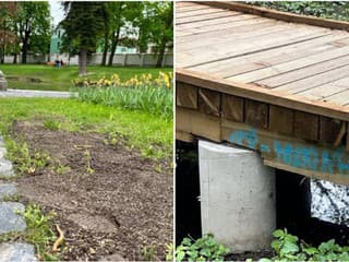 FOTO Obnovený park v Stupave otvorili len v sobotu, už v nedeľu bol poničený