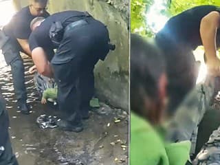 VIDEO: Policajti zachraňovali ženu z potoka. Na tiesňovú linku zavolali okoloidúci