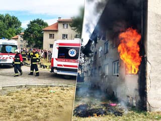 FOTO: Požiar bytovky vo Fiľakove. Oživovali štvorročné dieťa, viacerí ľudia skončili v nemocnici