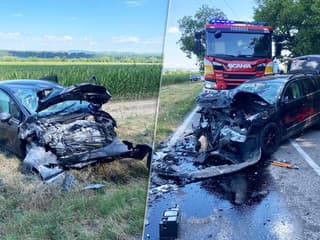 Čelná zrážka na západe Slovenska. Zasahovali všetky záchranné zložky, privolali vrtuľník