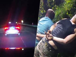 VIDEO: Brutálna policajná naháňačka v Ružomberku. Unikajúce auto zastavili až kríky