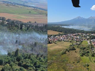 FOTO+VIDEO: Hasiči bojujú s požiarom pod Tatrami. Oheň zasiahol veľkú plochu, nasadili vrtuľník