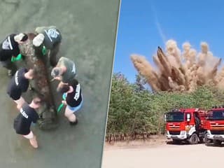 FOTO a VIDEO: Veľká policajná operácia pri Komárne. Takto zneškodnili dvojmetrovú mínu