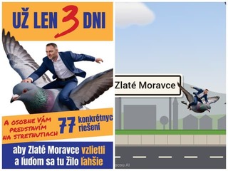 BIZÁR kampane v Zlatých Moravciach: Kandidátovi naprogramovali hru, lieta v nej na holubovi!