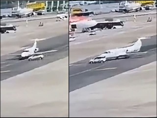 Dráma na letisku: VIDEO Fiat Panda vošiel do cesty rolujúcemu lietadlu! Došlo k zrážke