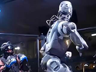 VIDEO: Pozri si video z prvého MMA súboja človeka s humanoidným robotom. Jeden kop ho poslal cez ring