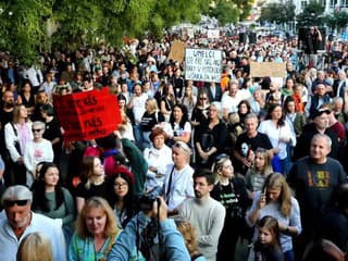 Protest na podporu Kultúrneho štrajku na Námestí SNP