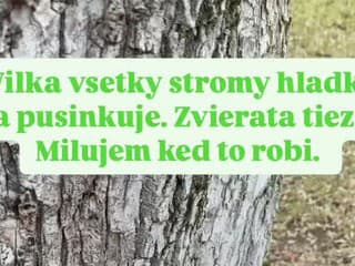 Dcérka Natálie Puklušovej bozkáva stromy