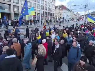 Začiatok bratislavského pochodu k štvrtému výročiu začiatku plnej invázie na Ukrajinu