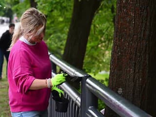 Dobrovoľníci skrášlili centrum mesta pri potoku