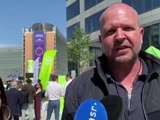 Andrej Gajdoš v Bruseli na proteste farmárov proti reforme financovania agropolitiky EÚ