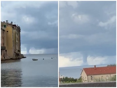 ROVINJ – Neďaleko obľúbeného chorvátskeho letoviska Rovinj sa nad morom vytvorila vodná smršť. Charakteristický lievik sa spúšťal z tmavého oblaku smerom k hladine. Nezvyčajný úkaz zachytili na videá krátko pred avizovanou zmenou počasia na severe Jadranu.
