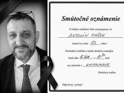 Šokujúca správa. Vo veku 50 rokov zomrel majiteľ prevádzky langošárne v Kvetoslavove Antonín Pašek.