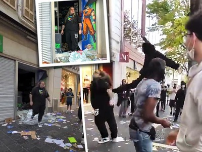 Majiteľ obchodu s videohrami vo francúzskom Nice sa počas nepokojov snažil ochrániť svoj obchod pred výtržníkmi. Situácia však skončila fyzickým útokom. Jeden z maskovaných demonštrantov ho zozadu zrazil na zem kopom do chrbta. Incident zachytila kamera mobilu jedného z prítomných ľudí.