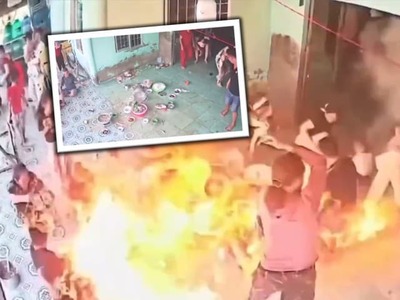 Pokojné rodinné posedenie sa v priebehu sekúnd zmenilo na dramatickú scénu. Približne 15 príbuzných sa stretlo pri spoločnom jedle, keď počas prípravy pokrmu nečakane explodovala prenosná plynová bomba. Mohutný výbuch zachvátil stôl obrovskou ohnivou guľou. Všetko zachytila kamera.