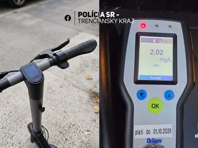 BÁNOVCE NAD BEBRAVOU– Slovenskí policajti zažili počas uplynulého víkendu šok, na aký tak skoro nezabudnú. V rámci celoeurópskej bezpečnostnej akcie „ROADPOL 2WHEELERS“, ktorá bola zameraná na motorkárov, cyklistov a kolobežkárov, totiž v Trenčianskom kraji ulovili rekordéra, ktorý posunul hranice nezodpovednosti na úplne novú úroveň. Muž na elektrickej kolobežke totiž jazdil v stave, v ktorom by väčšina bežných smrteľníkov nedokázala ani stáť na nohách.