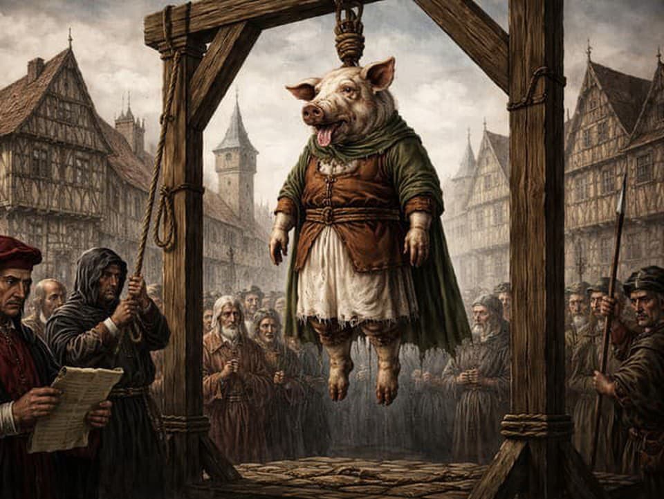 Deväť zvierat pred súdom: Prasa obesili v ľudských šatách!