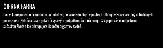 Čierna farba je náladovosť,