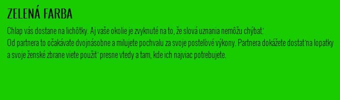 Zelená farba znamená, že