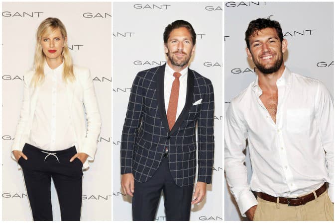 Topmodelka Karolína Kurková, hokejista Henrik Lundqkvist a herec Alex Pettyfer v košeli GANT Diamond G