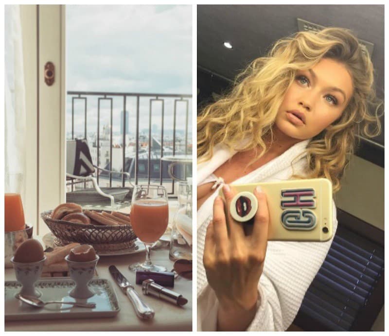 Gigi Hadid raňajkuje so