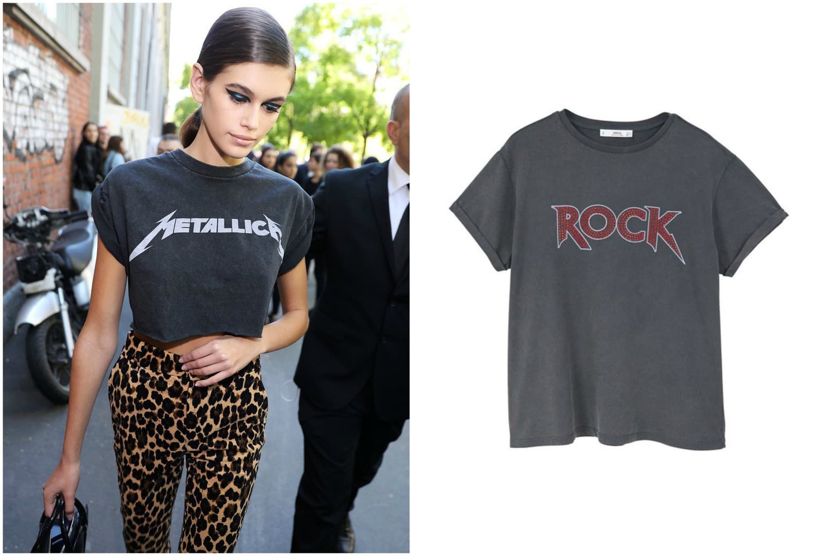 Šedé tričko s rockovým
