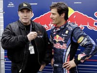 F1 v Austrálii:John Travolta a Mark Webber.