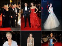 zľava: Princ Charles s manželkou Camillou, Daniel Craig a Berenice Marlohe, Helen McCrory, Judi Dench, Kelly Brook, Naomie Harris