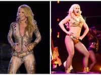 Britney Spears s dokonalou postavou pred rokmi (vľavo) a v súčasnosti, kedy sa viac odhaľuje (vpravo)
