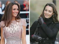 Kate Middleton s mejkapom (vľavo) a bez mejkapu (vpravo)