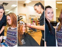 Hairstylistka Nikol Ivke prestrihala pramienky a k hnedej farbe s jemným nádychom medenej zvolila decentný melír pre podtrhnutie kontúr Ivkinej súmernej tváre