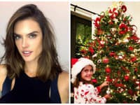 Alessandra Ambrosio a jej červeno-zlatý stromček