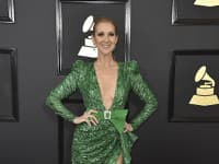 Speváčka Celine Dion v zelenej róbe