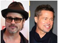 Brad Pitt pred rozvodom (vľavo) a po rozvode (vpravo)