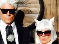 Herec Josh Duhamel a Fergie ako Karl Lagerfeld a Choupette