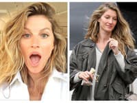 Modelka Gisele Bündchen na fotkách zblízka nahodila prekvapený výraz, ktorým odpútala pozornosť od vrások v oblasti úst