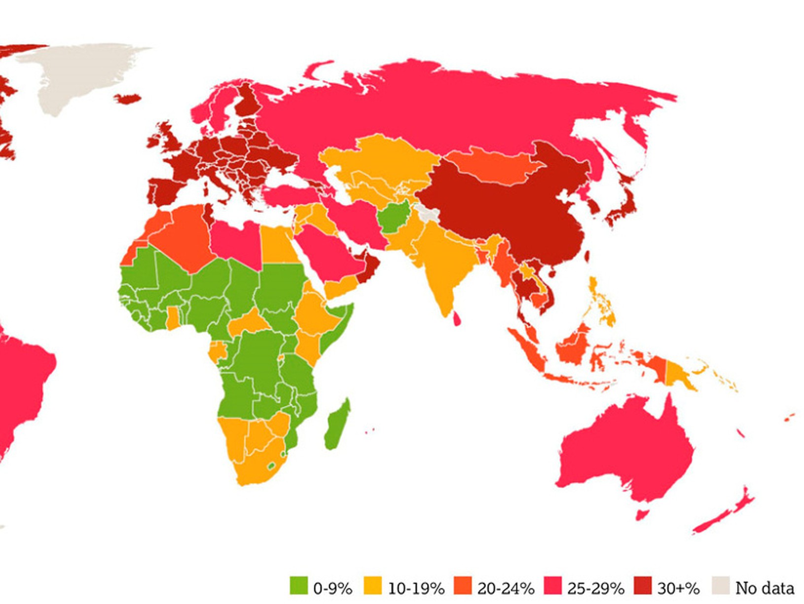 Mapa populácie jednotlivých krajín