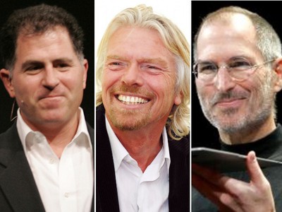 Michael Dell, Richard Branson, Steve Jobs (zľava)