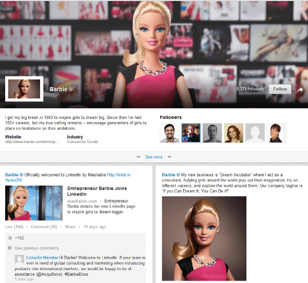 Barbie na LinkedIn